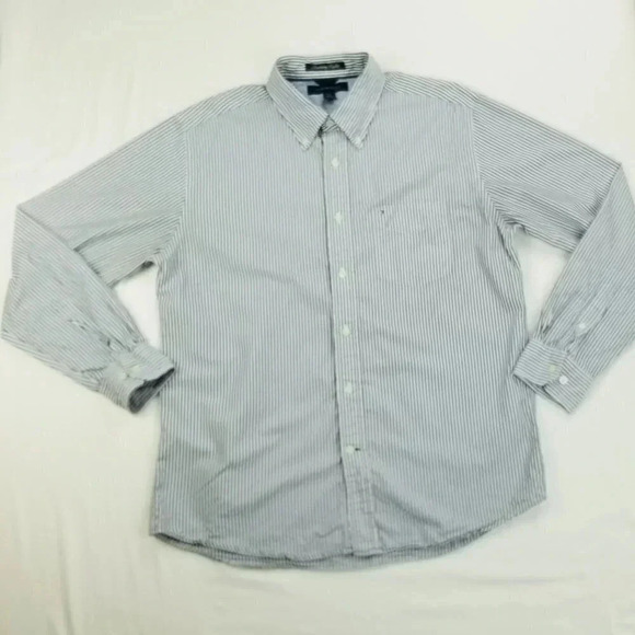Tommy Hilfiger Other - Tommy Hilfiger Large Academy Poplin Blue White Stripped Embroidered Pocket Logo